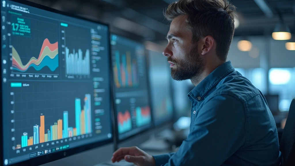 Различные типы диаграмм и графиков на экране монитора